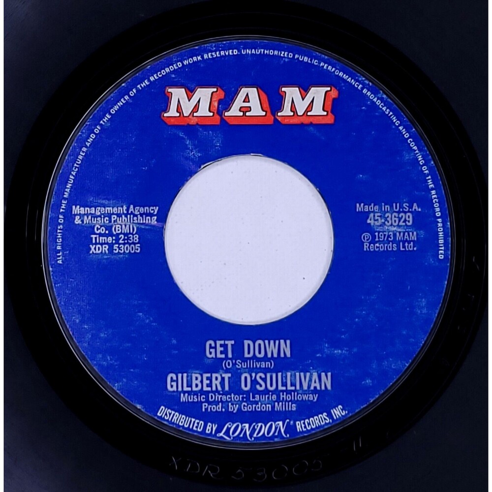 Gilbert O'Sullivan 45 Get Down/A Very Extraordinary Sort Of Girl on MAM VG+ Rock